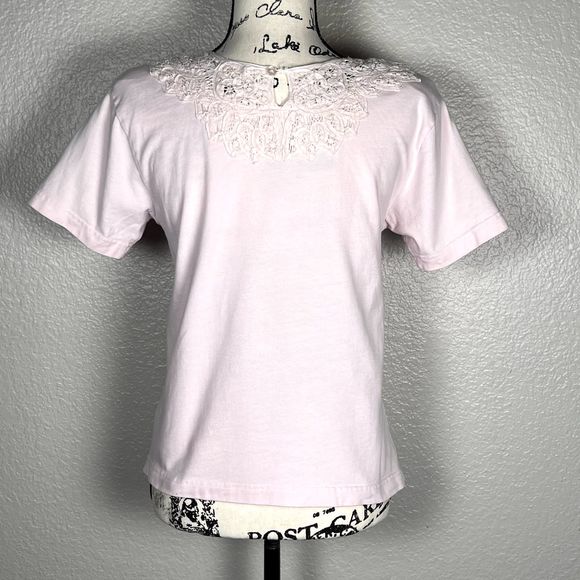 Westbound Sz PS Embroidered Neckline Short-Sleeve T-Shirt Pale Pink 100% Cotton - Picture 5 of 10